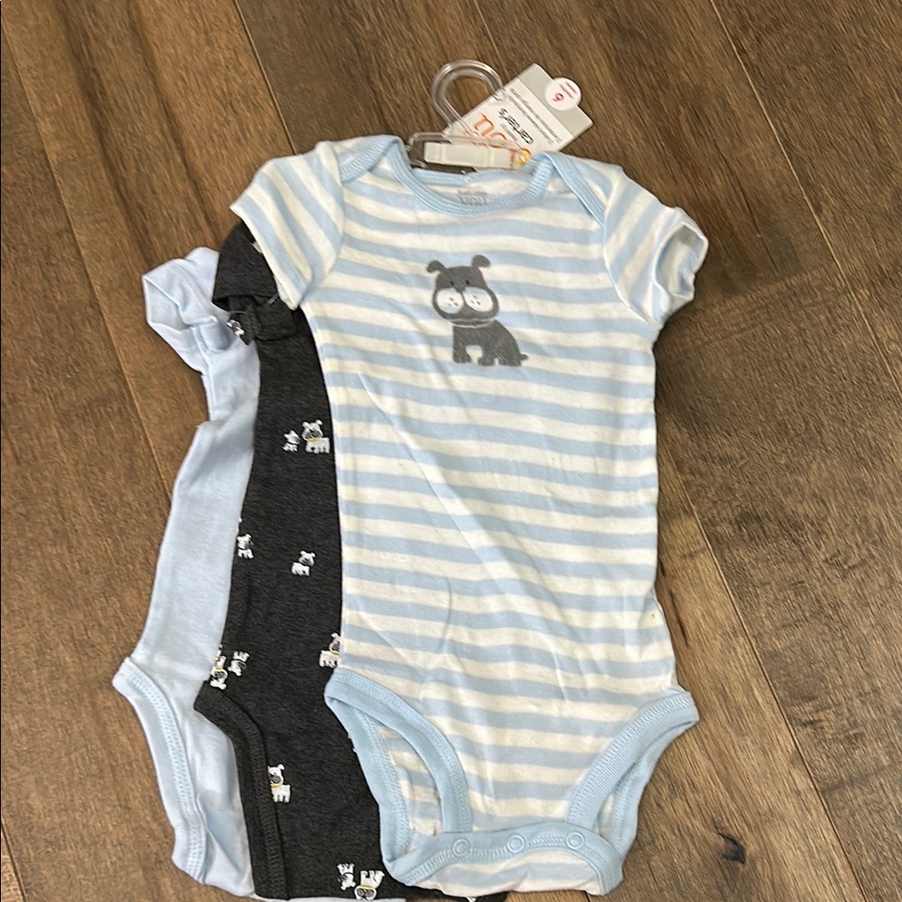 Blue Striped Baby Onesie Set